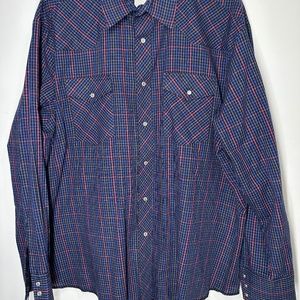 Vintage Wrangler Long‎ Sleeve Plaid Western Shirt - XXL